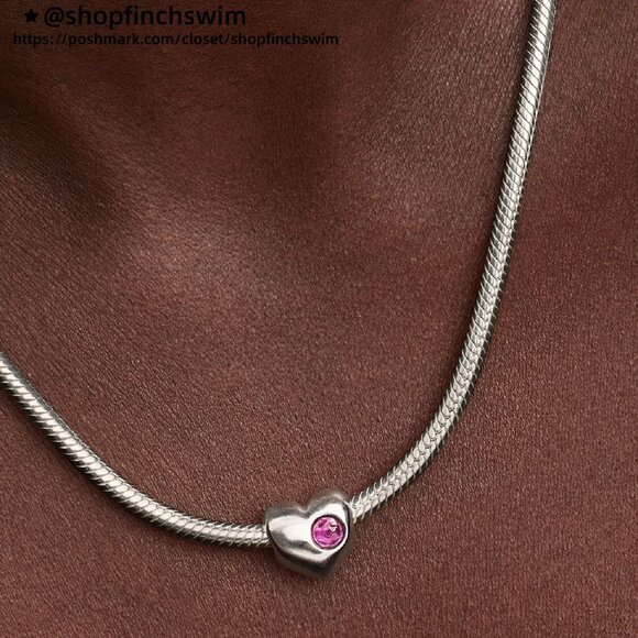 Pandora Engravable Purple Stone Heart Charm - Picture 6 of 6